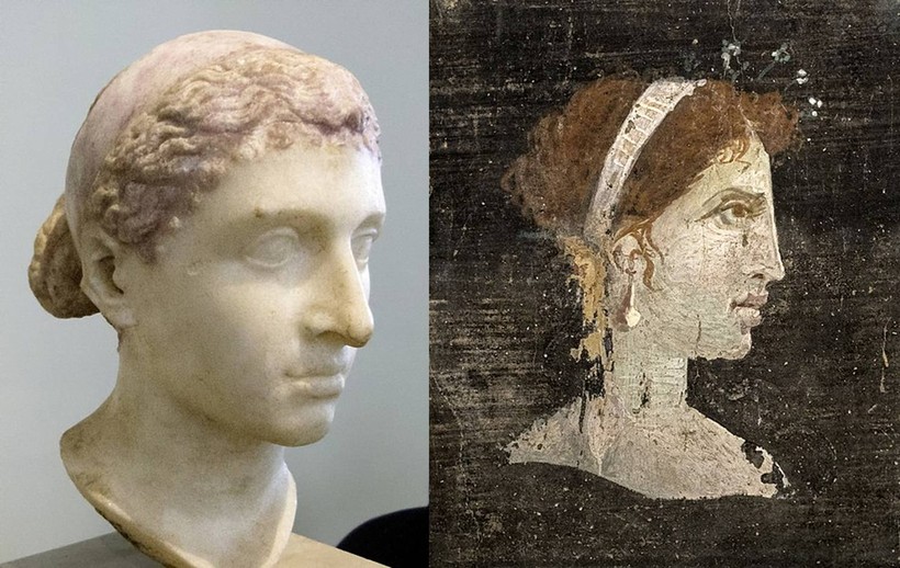 Bức điêu khắc và tranh vẽ chân dung của Nữ hoàng Cleopatra.