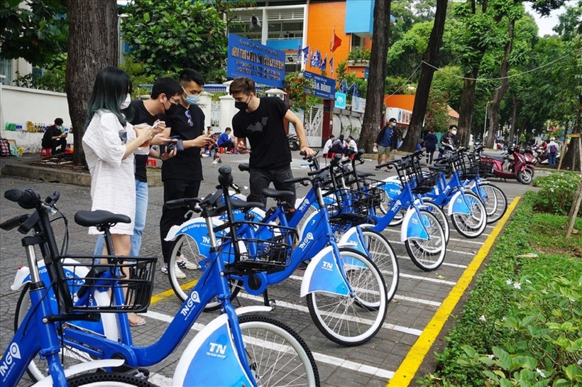 Mỗi trạm xe đạp công cộng có diện tích 10 - 15 m2, cho 10 - 20 xe theo từng ô.