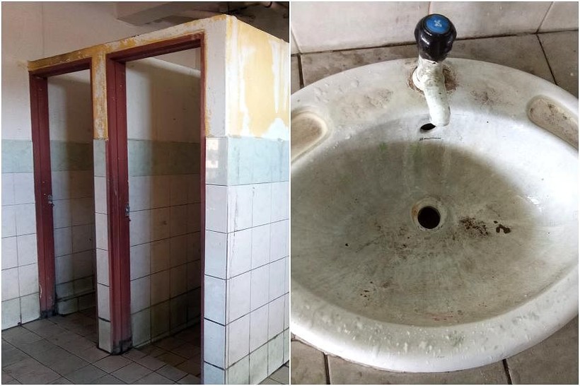 Nhà vệ sinh trong một ngôi trường tại Malaysia trước khi nâng cấp.