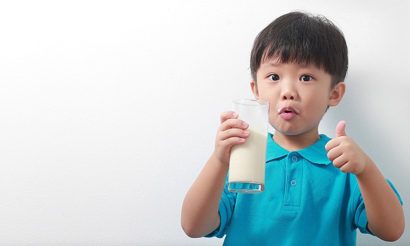 Trẻ 8 - 9 tuổi mỗi ngày nên sử dụng 5 đơn vị ăn sữa và chế phẩm sữa. Ảnh minh họa 