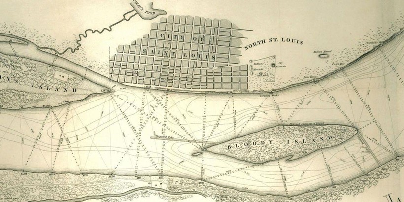 Vị trí đảo Bloody trên bản đồ năm 1837. 
