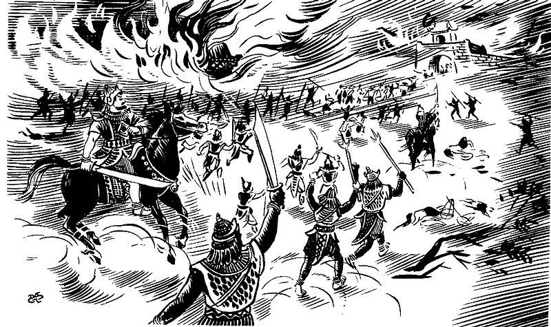 Vua Trần Duệ Tông không nghe lời can, cất quân đánh Chiêm Thành nhưng thảm bại và tử trận. Ảnh minh họa: IT.