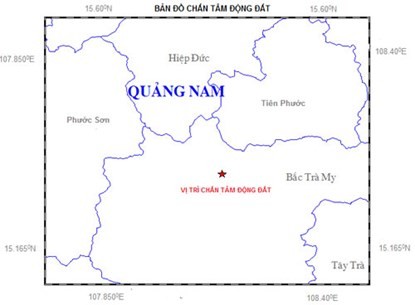 Quảng Nam: Động đất 2.9 độ richter ở huyện Bắc Trà My
