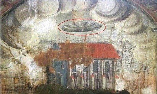 Hình vẽ lạ nghi là UFO trên tranh tường 400 năm tuổi