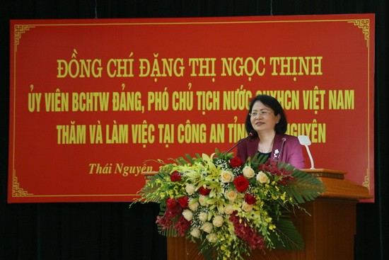 Phó Chủ tịch nước Đặng Thị Ngọc Thịnh thăm, làm việc tại Công an tỉnh Thái Nguyên