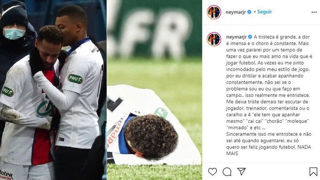 Neymar đau đớn và khóc như đứa trẻ khi tiếp tục dính lời nguyền Champions League.