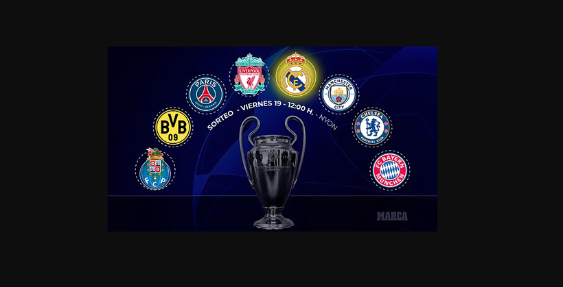 Các đội vào tứ kết Champions League.