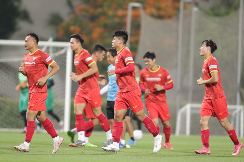 Các cầu thủ Việt Nam đang tích cực tập luyện tại UAE.