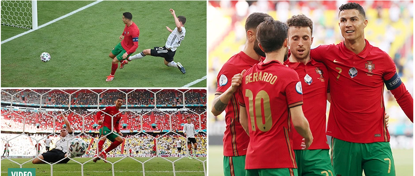 Ronaldo mở tỷ số cho Bồ Đào Nha trong trận gặp tuyển Đức tối 19/6.