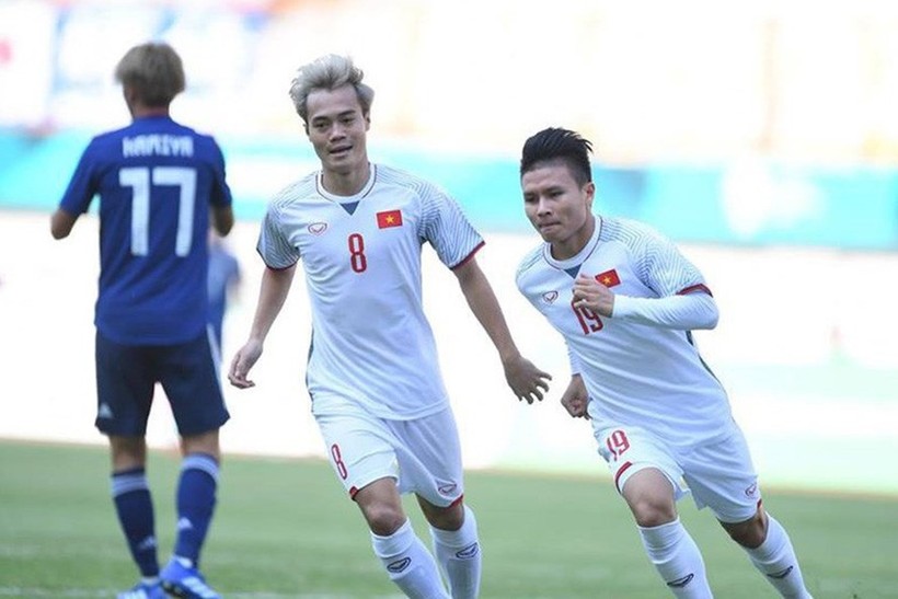 Quang Hải mừng bàn thắng vào lưới U23 Nhật Bản tại ASIAD 18.