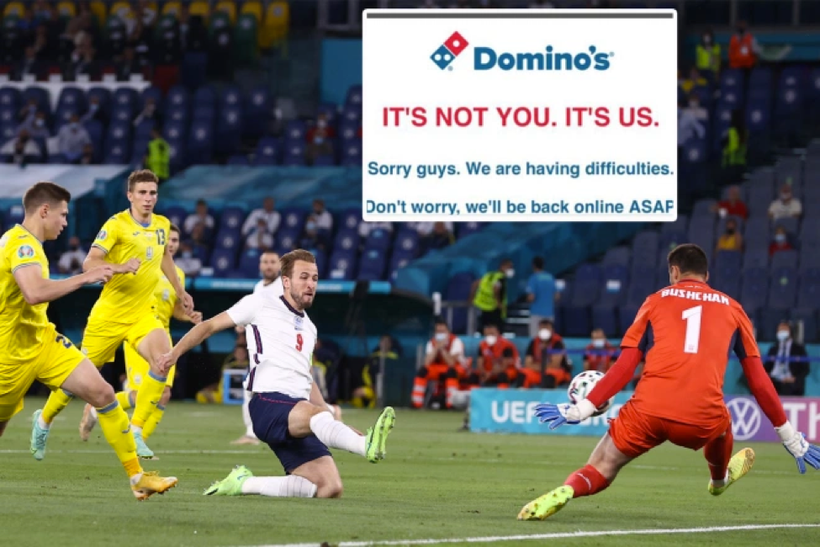 Toàn bộ hệ thống đặt bánh pizza bị đánh sập khi tuyển Anh hạ gục Ukraine tại tứ kết Euro 2020.