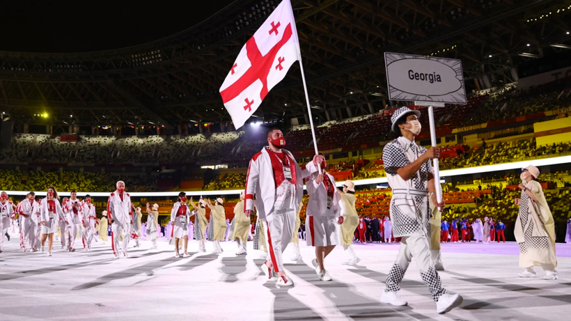 Hình ảnh Đoàn thể thao Georgian tại lễ khai mạc Olympic Tokyo 2020 hôm 23/7.