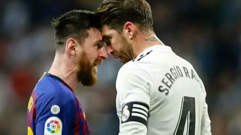 Messi và Ramos đụng độ trong một trận Siêu kinh điển giữa Barca - Real Madrid.