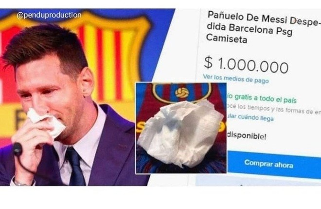 Chiếc khăn lau nước mắt của Messi được hét giá tới hơn 23 tỷ đồng.