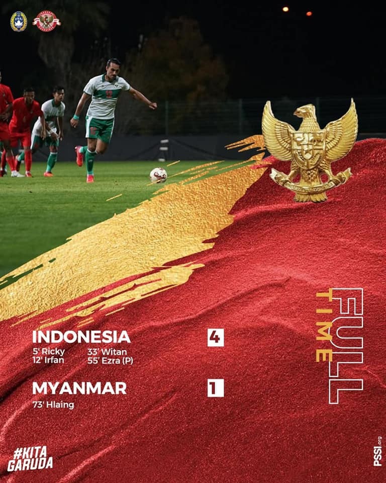 Indonesia giành chiến thắng 4-1 trước Myanmar.