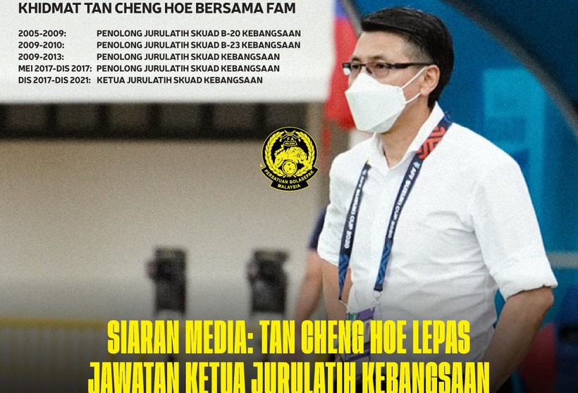 Tan Cheng Hoe  chính thức chia tay tuyển Malaysia sau thất bại tại AFF Cup 2020.