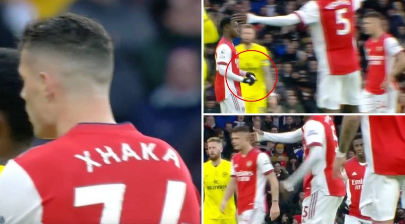 Hình ảnh "tố" Xhaka từ chối nhận băng thủ quân Arsenal.