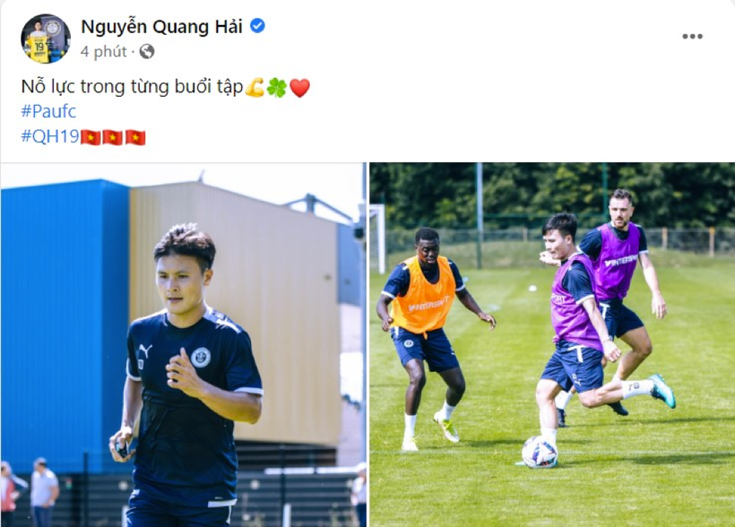 Quang Hải đang nỗ lực tập luyện tại Pau FC. Ảnh: FBNV) 