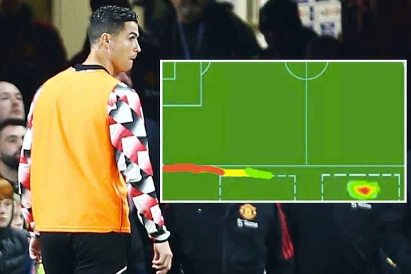 Bản đồ nhiệt ‘kỳ lạ’ của Ronaldo trận Man Utd hạ Tottenham 