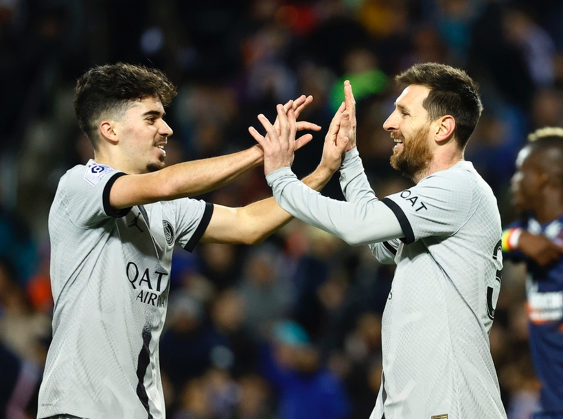 Messi ăn mừng sau pha ghi bàn nâng tỷ số lên 2-0 cho PSG.
