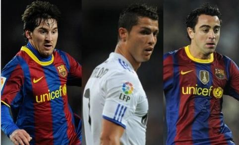 Messi, Ronaldo và Xavi cạnh tranh QBV FIFA 2011