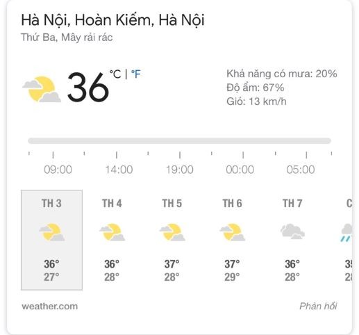 Thủ đô Hà Nội nắng nóng với nhiệt độ cao nhất phổ biến 35-37 độ