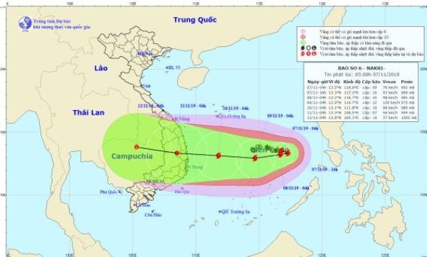 Đà Nẵng đến Bà Rịa - Vũng Tàu ảnh hưởng trưc tiếp bão Nakri