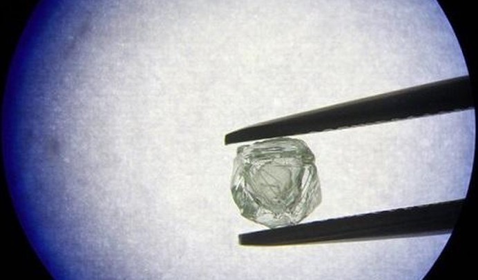 Viên kim cương dù chỉ có trọng lượng 0,62 carat lại chứa bên trong lòng một viên kim cương khác có kích thước 0,02 carat. 