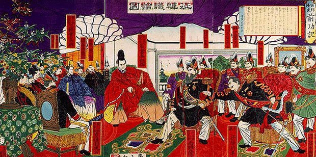Tranh thời Thiên hoàng Minh Trị có tên Chinh Hàn Luận được vẽ năm 1877. (Nguồn: History.com).
