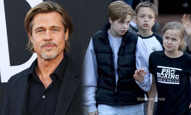 Brad Pitt và các con.