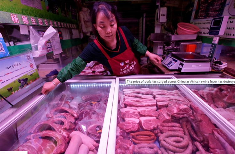 Một quầy bán thịt lợn tại Trung Quốc. Ảnh: Reuters