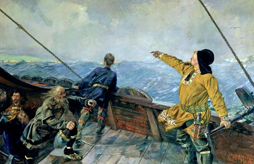 Leif Erikson trong chuyến thám hiểm đến châu Mỹ (tranh vẽ của Christian Krohg năm1893)
