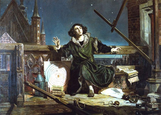 Tranh vẽ Copernicus đang làm việc