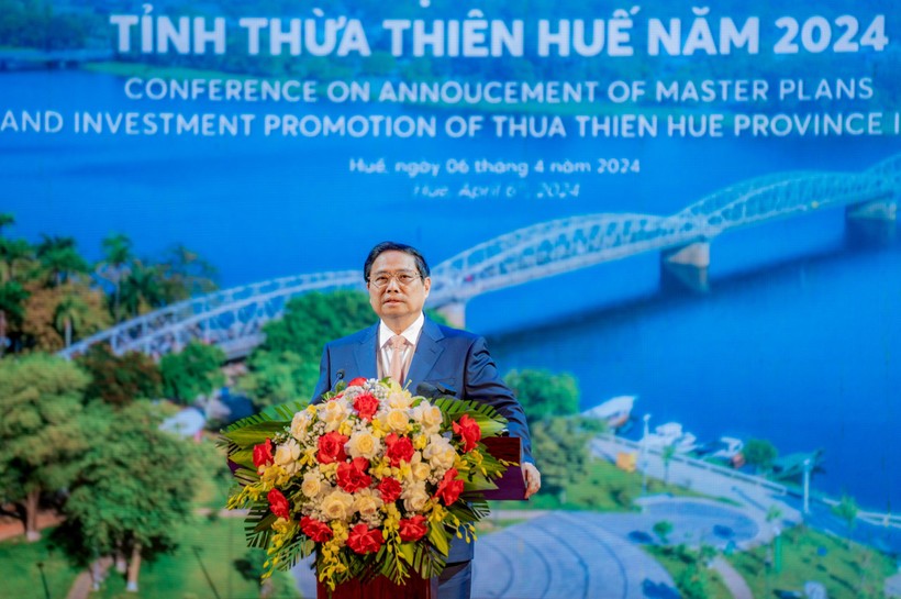 Thủ tướng phát biểu chỉ đạo tại Hội nghị quy hoạch tỉnh Thừa Thiên Huế. (Ảnh: Đình Hoàng)