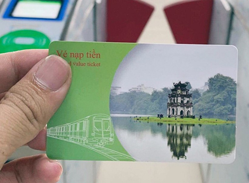 Thẻ vé đường sắt Cát Linh - Hà Đông in hình tháp Rùa. Ảnh: VOV
