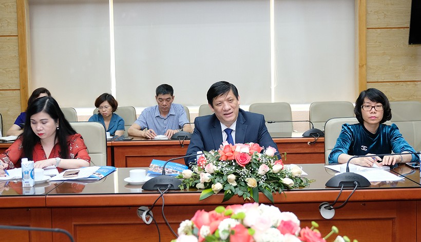 GS.TS Nguyễn Thanh Long- Bộ trưởng Bộ Y tế tại buổi tiếp các Tổ chức quốc tế tại Việt Nam. Nguồn: SKĐS.