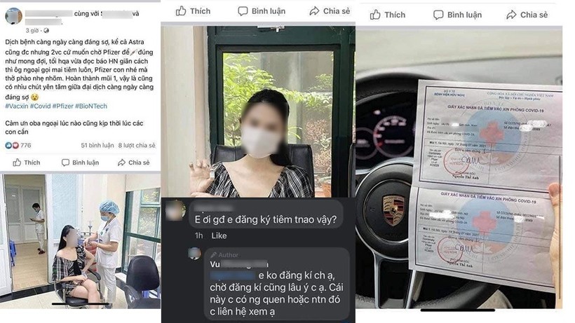 Cô gái trẻ lên mạng xã hội khoe được tiêm vắc xin "xịn" mà không cần đăng ký. Ảnh chụp màn hình FB.