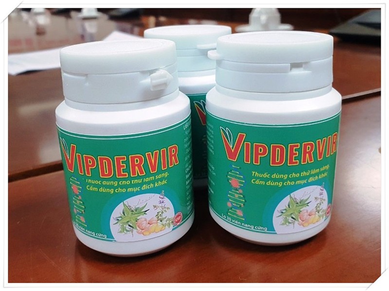 Sản phẩm VIPDERVIR do Viện Hàn Lâm Khoa học và Công nghệ Việt Nam công bố thử nghiệm lâm sàng trên người bệnh Covid-19. Ảnh: Viện Hàn Lâm Khoa học và Công nghệ Việt Nam.