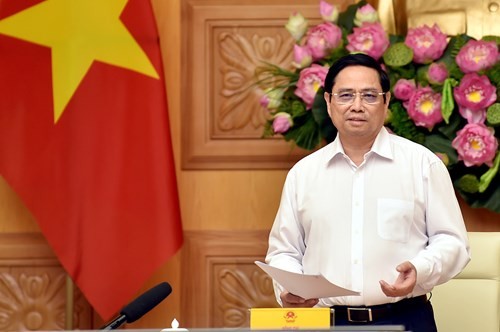 Thủ tướng Phạm Minh Chính phát biểu tại buổi gặp mặt và làm việc với các nhà khoa học. Ảnh: VGP/Nhật Bắc.
