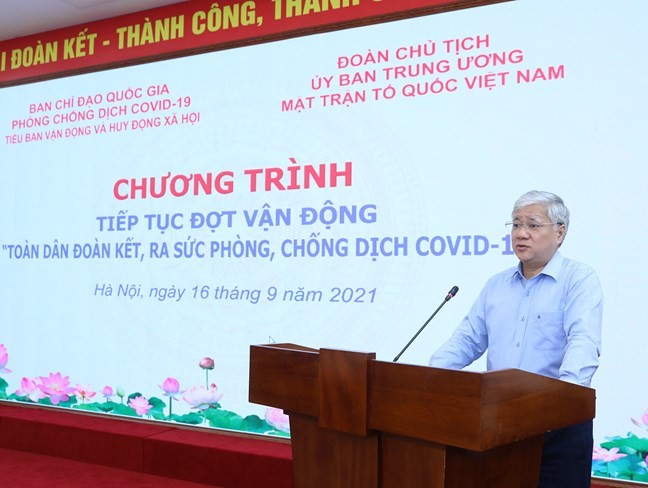 Ông Đỗ Văn Chiến, Bí thư Trung ương Đảng, Chủ tịch Ủy ban Trung ương MTTQ Việt Nam, phát biểu. Ảnh: NLĐ.