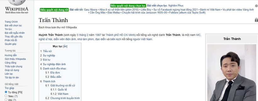 Sau Hoài Linh, Phi Nhung... đến lượt Trấn Thành bị công kích trên Wikipedia
