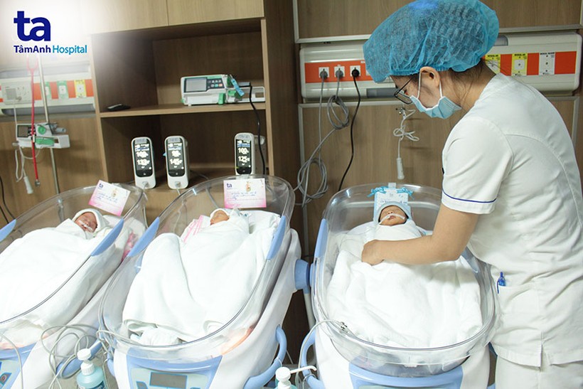 3 em bé được chăm sóc tại phòng NICU – Trung tâm Sơ sinh Bệnh viện đa khoa Tâm Anh Thành phố Hồ Chí Minh. Ảnh: BV.

