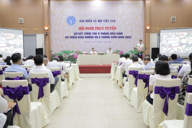 Các đại biểu dự hội nghi tại điểm cầu trụ sở BHXH Việt Nam.