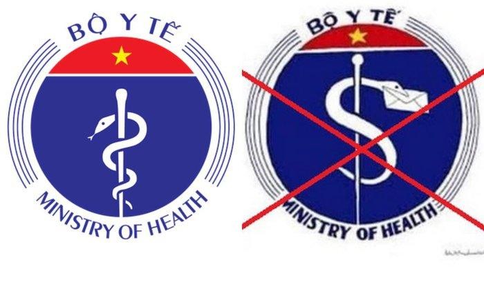 Hình ảnh logo chính thức của Bộ Y tế (bên trái) và hình ảnh logo sai quy định (bên phải).