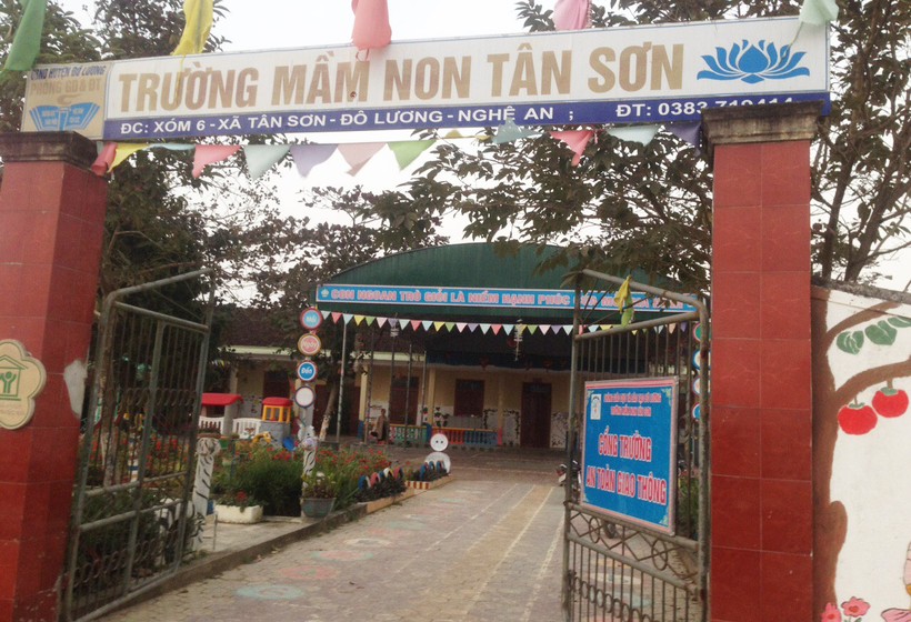 Trường Mầm non Tân Sơn, huyện Đô Lương (Nghệ An) nơi xảy ra sự việc