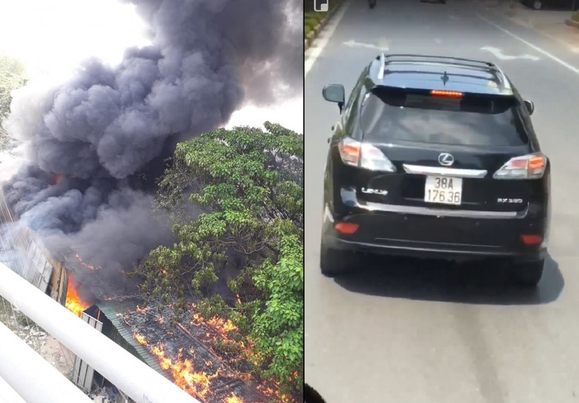 Xe Lexus cản đường xe ưu tiên đi làm nhiệm vụ cứu hỏa tại một xưởng phế liệu ở TP Vinh, Nghệ An
