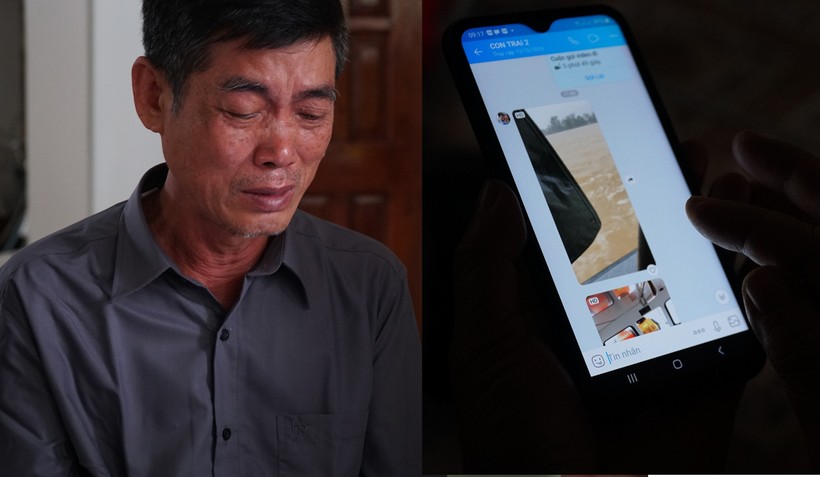 Ông Nguyễn Cảnh Anh (TP Vinh, Nghệ An) đau đớn khi nhận tin con trai út là đại úy Nguyễn Cảnh Cường hi sinh trên đường vào vùng lũ.