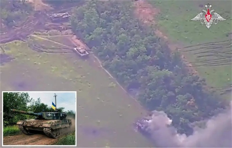 Chiếc Leopard 2 của Ukraine bị tấn công.