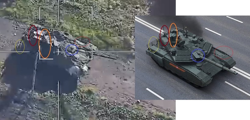 Xe tăng chiến đấu chủ lực T-90M bị UAV Nga tấn công.