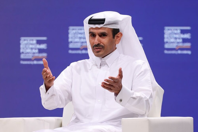 Bộ trưởng Năng lượng Qatar Saad Al-Kaabi phát biểu tại Diễn đàn Kinh tế Qatar.